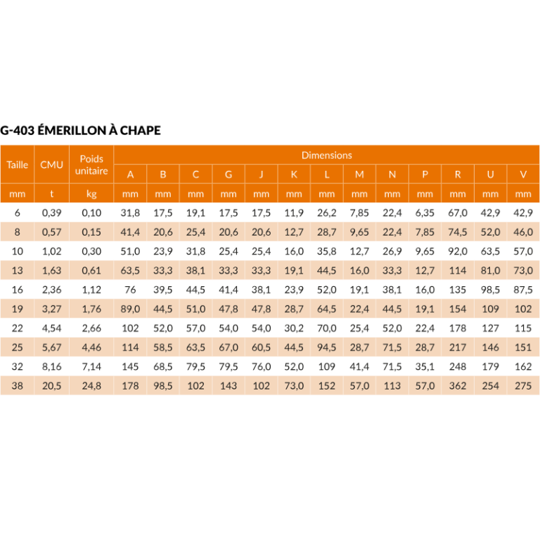 Émerillon de levage forgé - REF : 35920 - acier trempé - 0,39t à 20,5t - norme ASME B30.26_2