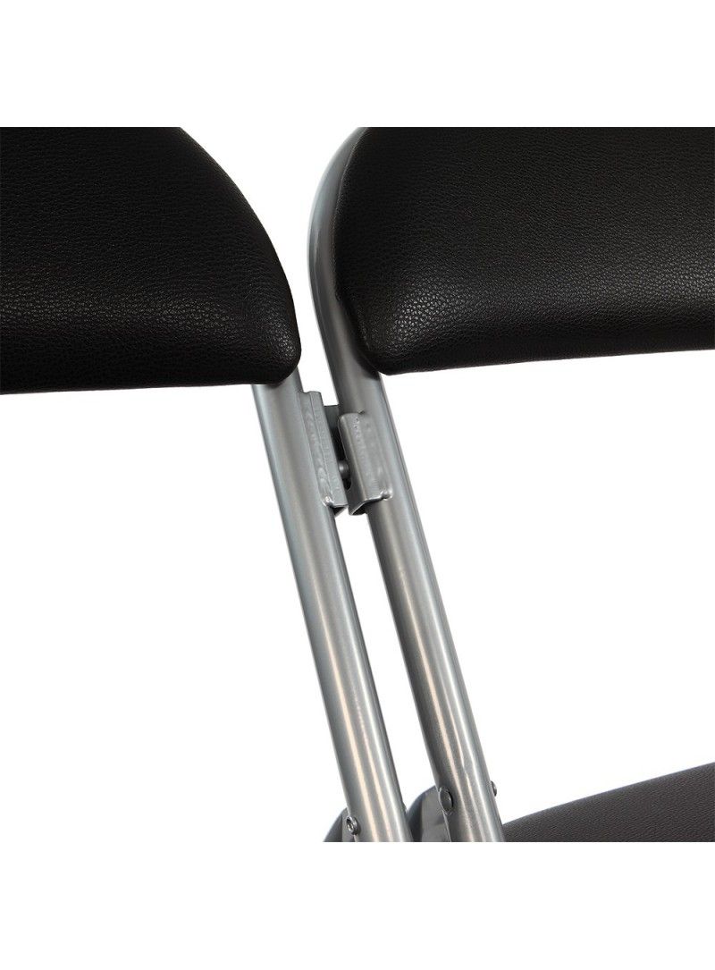 Hortense - chaise pliante attachable en vinyle noir - Vif Furniture argent/noir - référence HORTATT TAR VHAWG016_2