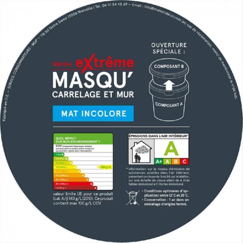 Vernis Masqu'Carrelage et Mur MAISON DECO - Incolore, Mat, 0.5L, Spécial Douche et Plan de Travail_2