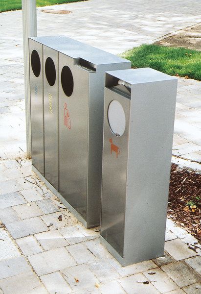 Cs211 - Poubelle publique MMCité 1 a.S. - corps en acier galvanisé, cendrier inox avec éteignoir à cigarettes, 55L, couvercle verrouillable_2