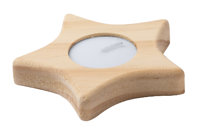 Bougie de Noël - Bougeoir en bois naturel avec lumière de thé - 37g_2