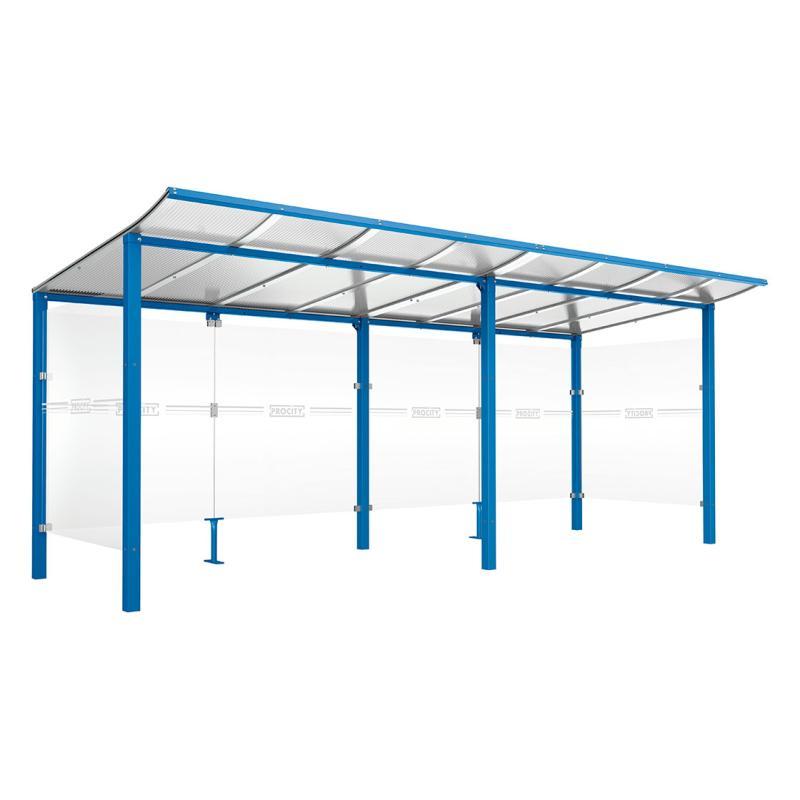 Abri Bus Modulo - Dimensions 2500x2250 - Profondeurs 2000 ou 3400 mm - Structure acier - Toiture aluminium et polycarbonate - Extension 2500 mm_2