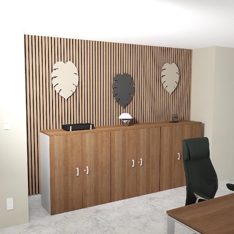 Armoire moyenne à portes battantes Haut. 121 cm - Mobel Linea - 100, Acacia foncé_3