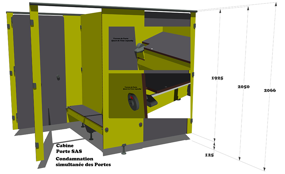 Cabines sanitaires PMR Origine - Hauteur 206,6 cm - Parois 10 mm avec traitement antibactérien_2