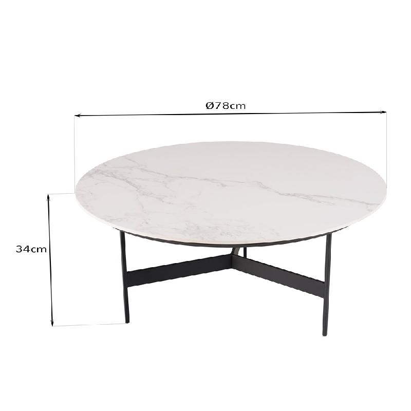Table basse ronde DILA 78 cm - plateau effet marbre robuste et design moderne_2