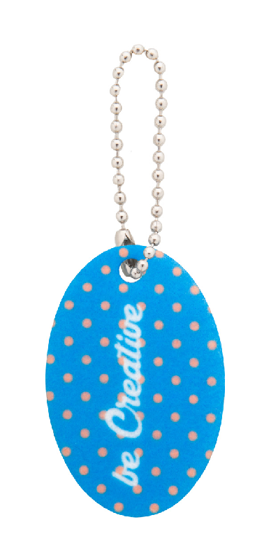 Porte-clé personnalisé ovale en feutre RPET avec chaîne en métal et impression couleur - Minimum 100 pièces_2