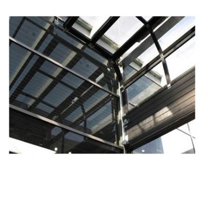 Porte sectionnelle industrielle motorisée - panneaux aluminium extrudé 1.8 mm laqué - double acrylique 4+4 mm_2