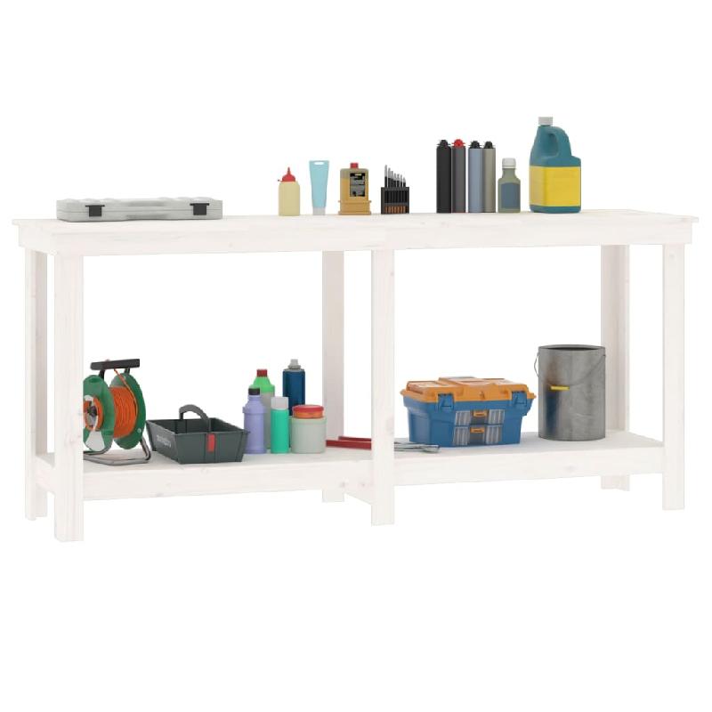 Vidaxl banc de travail blanc 180x50x80 cm bois de pin massif 822512_2