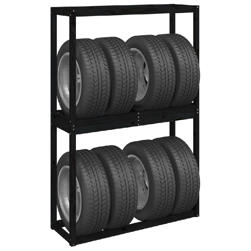 Vidaxl porte-pneus noir 120x40x180 cm bois de pin massif 825004_2
