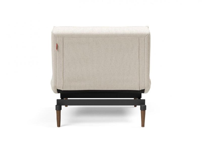 Innovation Living - Fauteuil Splitback Styletto Convertible Lit 90x115 cm - Pieds Fuseau Noyer - Tissu Bouclé Off White_2