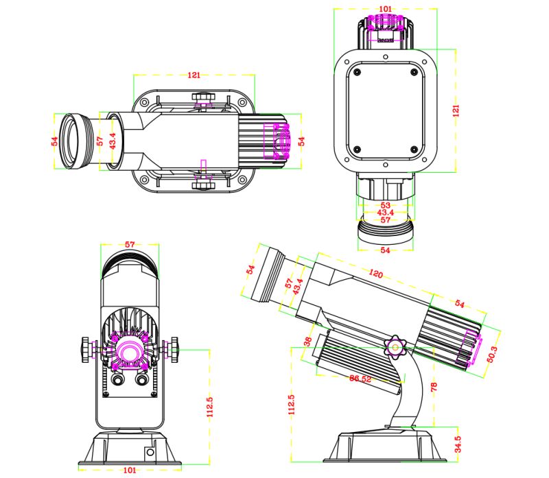 Projecteur gobo WT-RT3020 - Noble - LED rotatif 30W - Degré d'objectif : 15° / 30° / 50° - Puce Osram_2