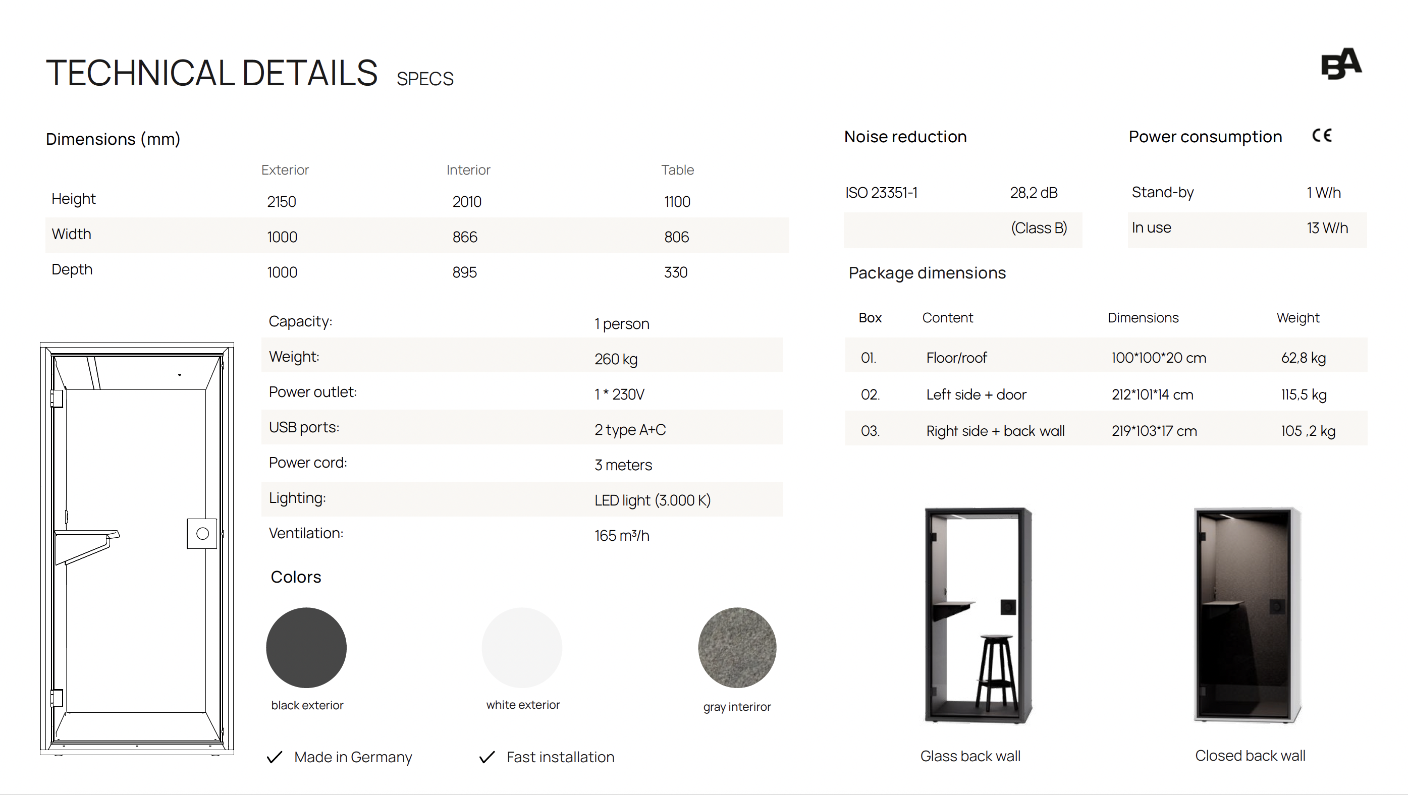 Phone Box BRL - Intérieur H/L/P : 2010/866/895 mm_2