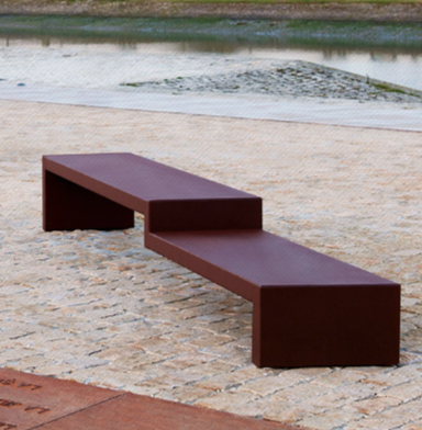 Banc public en métal - EUDALD II - très grande taille en acier corten_2