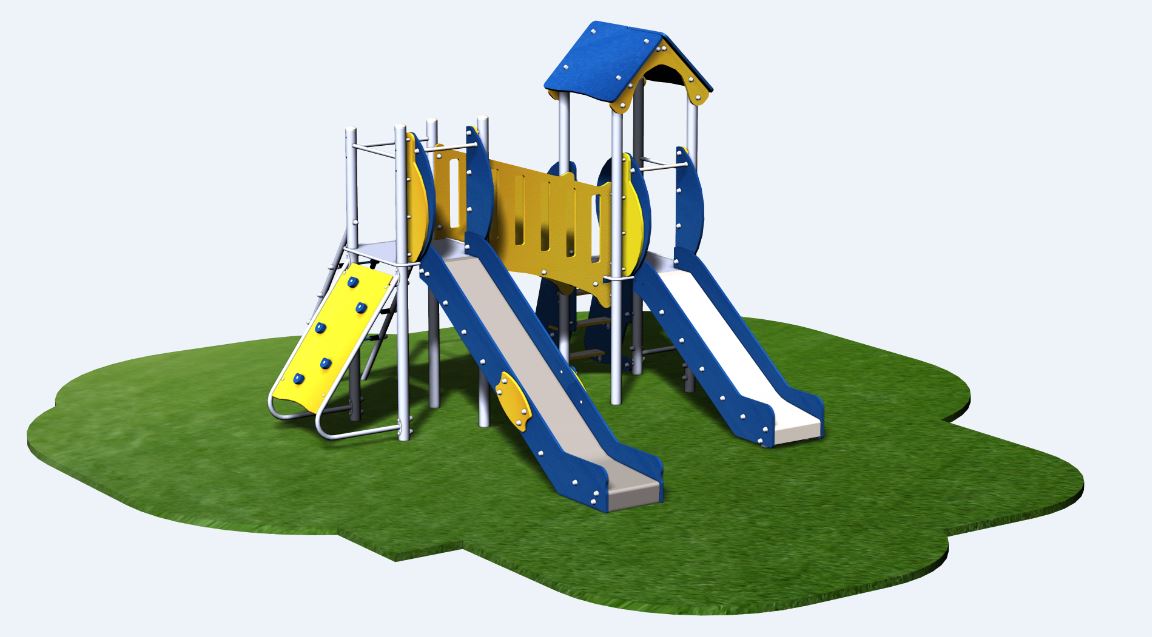 Structure de jeux combinée inox 2 tours avec passerelle - gamme Alpha AL21205I - CREA Équipements pour enfants de 2 à 10 ans_2