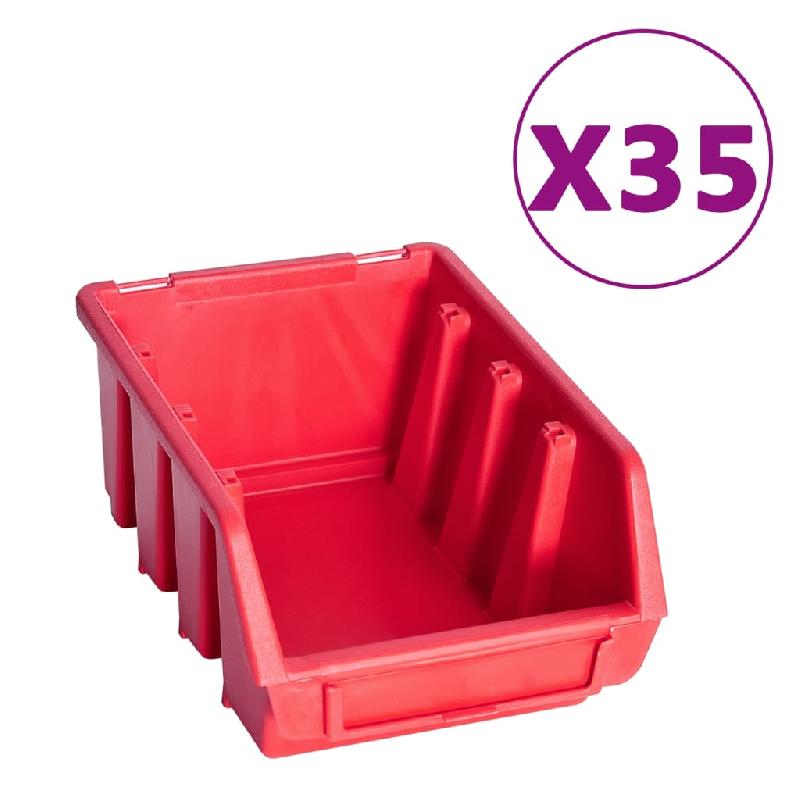 Vidaxl kit de bacs de stockage et panneaux muraux 141pcs rouge et noir 150814_2