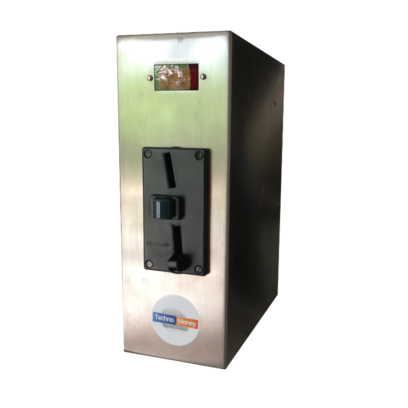 Monnayeur minuteur affichage pièce € - borne inox avec porte et serrure_2