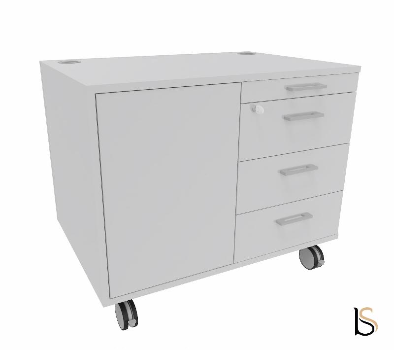 Desserte mobile avec 4 tiroirs et niche de rangement - QUADRIFOGLIO - Gris_2