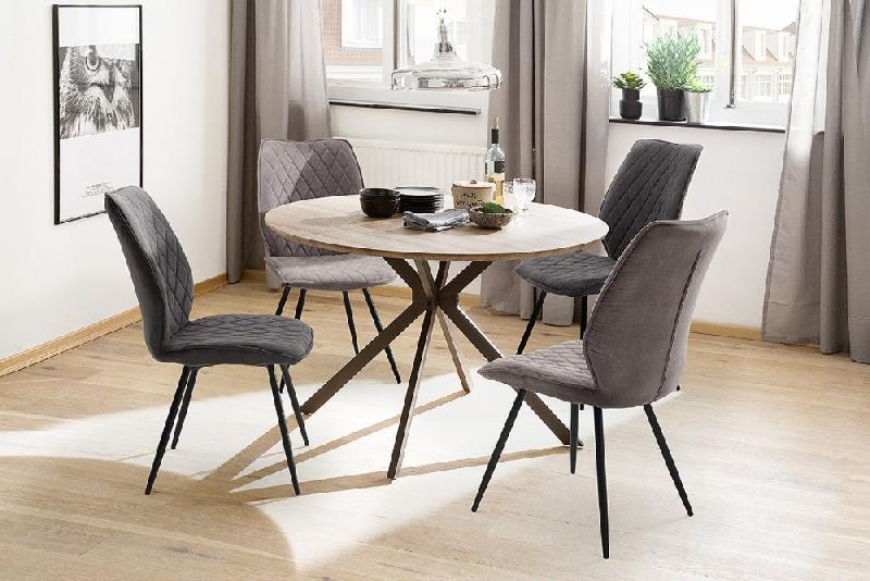 Lot de 2 chaises design NIME - tissu Toronto anthracite et pieds en métal laqué - style rétro et confort optimal_2