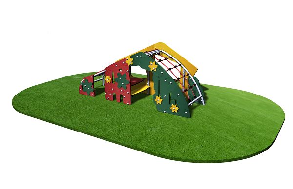 Structure de jeu maisonnette inox - Declik gamme Microparc DKM5 pour enfants de 6 mois à 4 ans_2