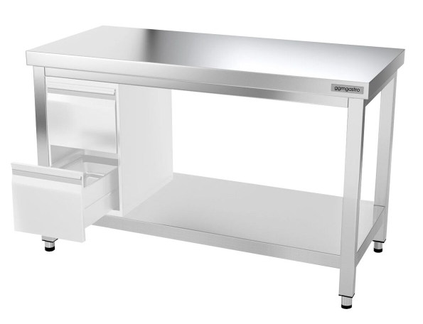 Tables Inox centrales Premium avec Etagère - P 600 mm | Ggm - 1400_2