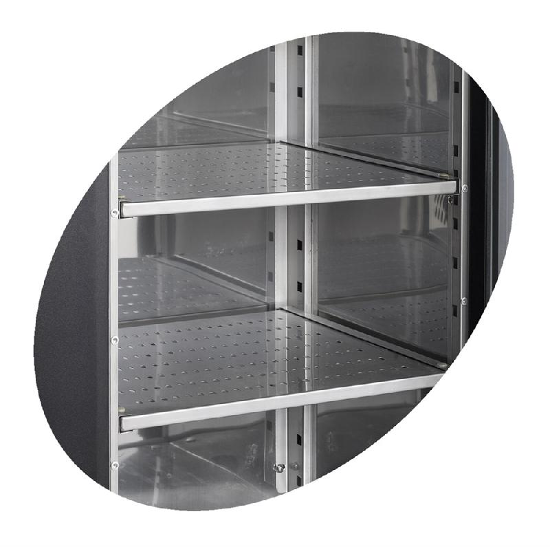 Arrière - bar 3 portes vitrées à charnières à fermeture automatique et 6 tablettes inox - 442 L | Tefcold - CBC310G_2