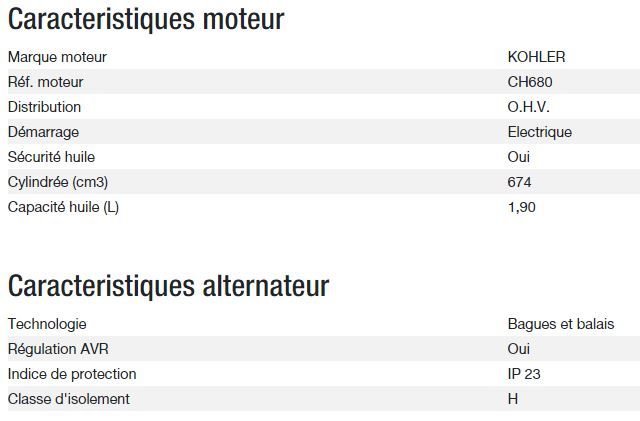 Technic 10000 E AVR - Groupe électrogène Kohler - Monophasé - Puissance max 10,30 kW - 50 Hz_2