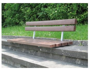 Banc public en plastique recyclé hanit - PRATO - marron, sans pieds, 200 cm - armature en acier zingué_2