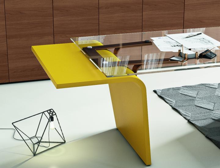 Bureau de direction LARUS - piètement en bois à géométrie variable - Ref : D270000 LNO + D270056 LNO_2