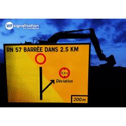 Panneau de voirie temporaire KD42A ex1 - Déviation - présignalisation pour carrefours complexes_2
