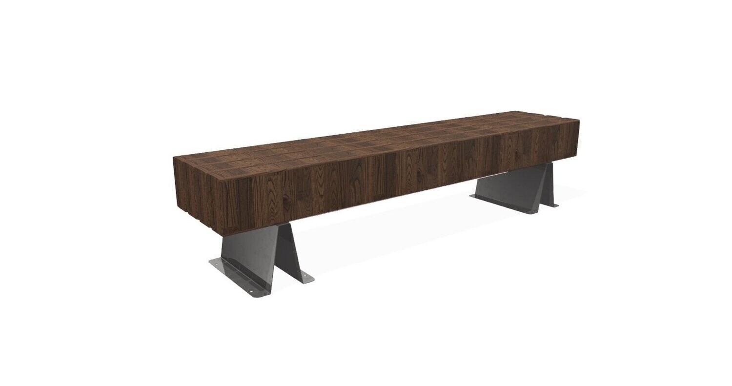 Banc en acier inoxydable et bois classe IV - Design traverses en pin - Référence MUB16_2