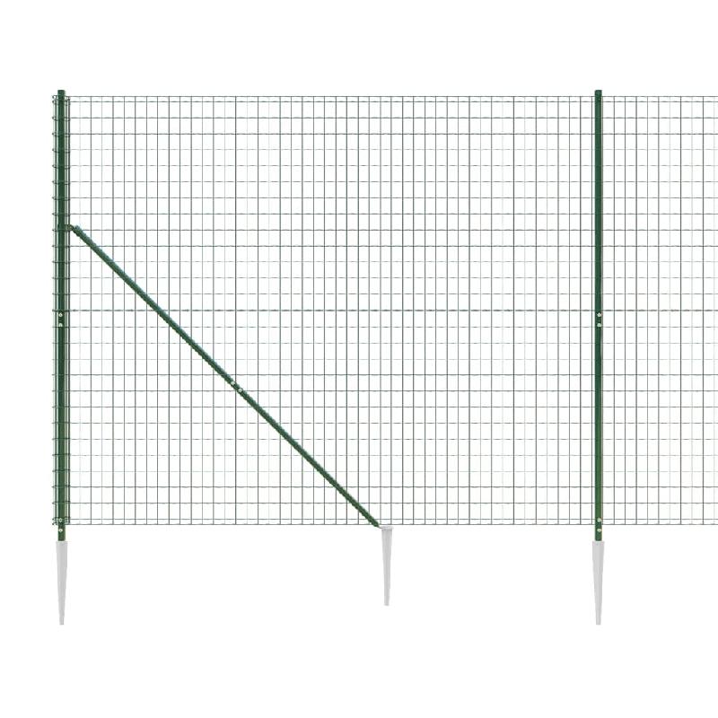 Vidaxl clôture en treillis métallique et piquet d'ancrage vert 1,4x10m 154099_2