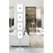 2014 A4 x 4 - Porte-visuel de comptoir - Afix Diffusion - aluminium hauteur 175 cm, base ronde métal laqué, cadre à clapets_2