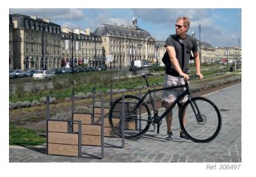 Appui vélos KUB - Jesignale - Structure acier ou acier et bois exotique - Hauteur 750 mm_2