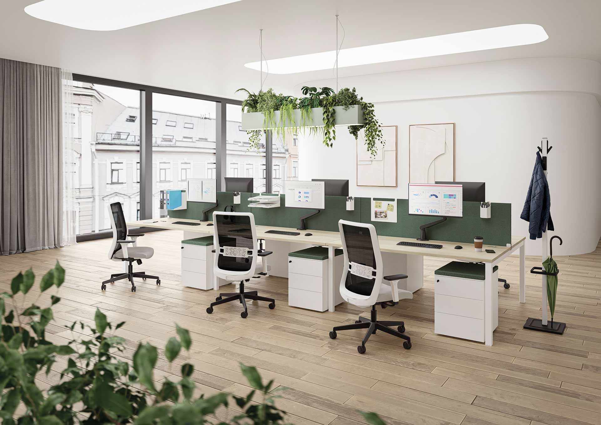 Bureau modulable avec voile de fond électrifiable - OPTIM' - Poste simple ou face à face - Fabrication française_2