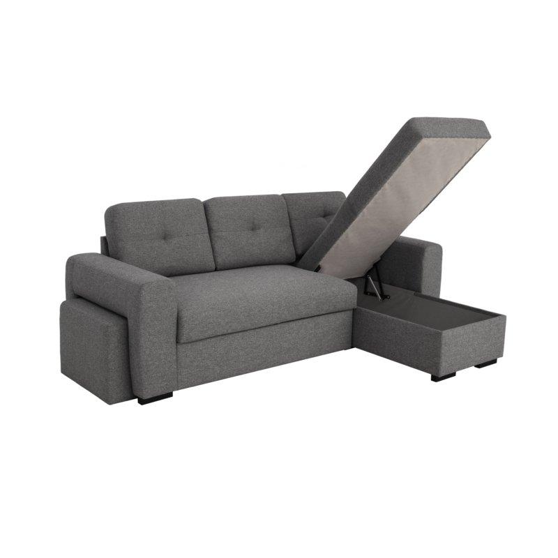 Canapé d'angle réversible convertible LIDO gris foncé avec coffre de rangement et pouf inclus_2