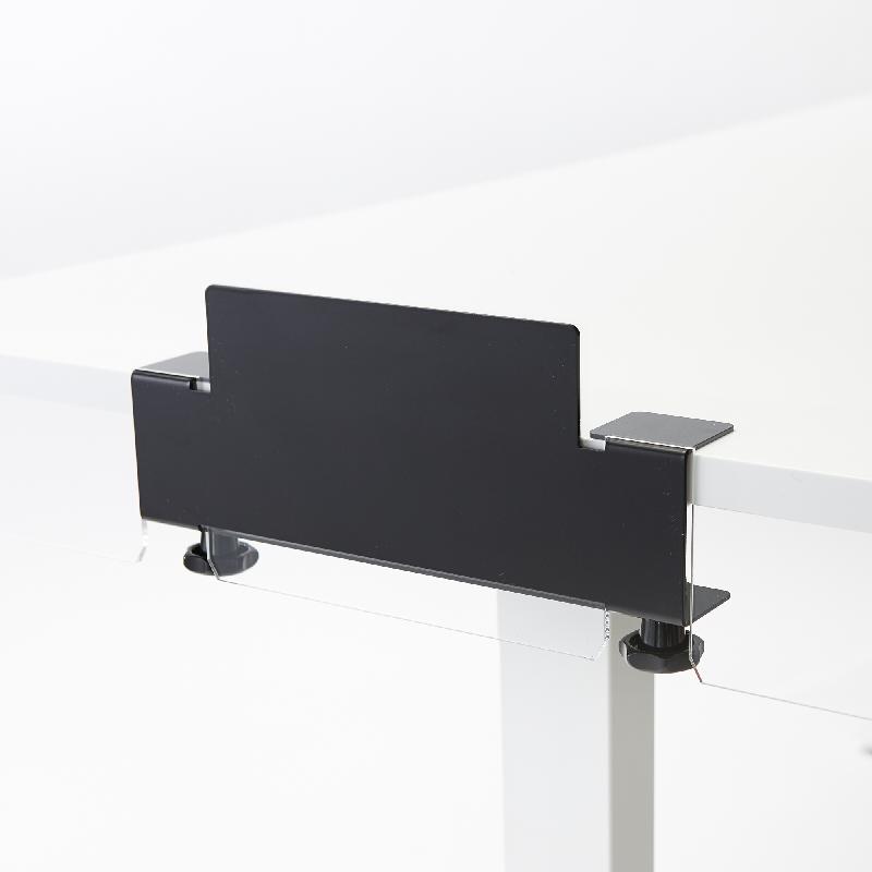 Grand écran de bureau ou de table en plexiglass avec pinces en acier noir_2