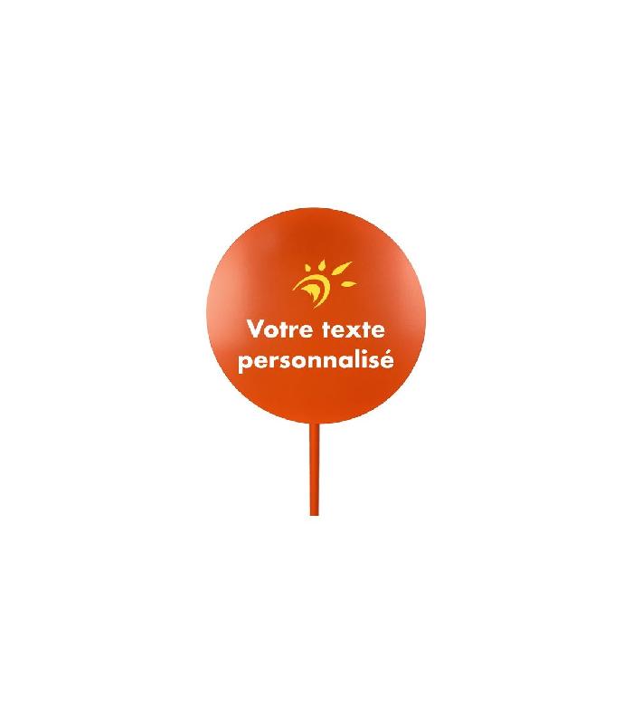 Signalétique métal orange sur pied avec rond personnalisé 30 cm - Référence : LSTF300OR-PERSO_2