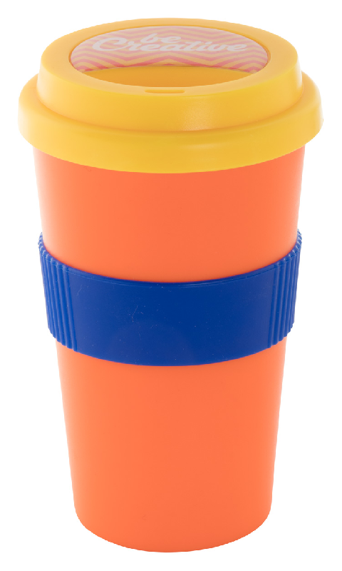 Mug thermos customisable - double parois en plastique - 400 ml - avec couvercle bec verseur et grip en silicone_2