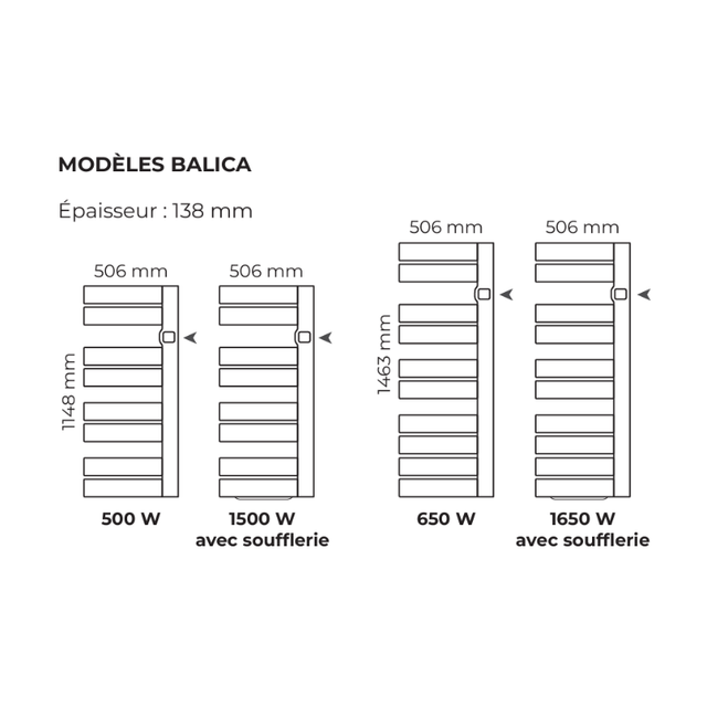 BALICA sèche-serviettes statique 500W Blanc et Anthracite - Intuis - M109221_2