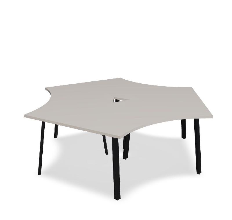 Bureau bench 3 personnes Ogi A - MDD. - Noir, Beige mat_2