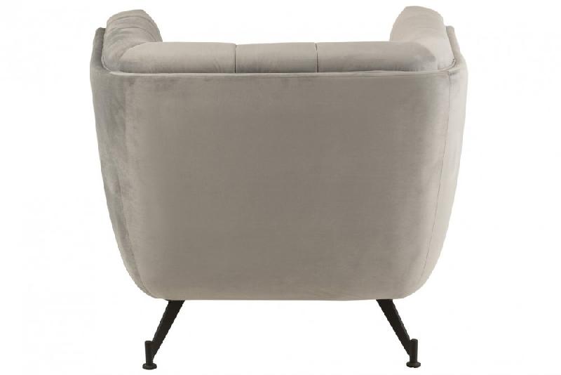 Fauteuil lounge Marianah gris clair - style contemporain - structure bois et assise velours capitonnée_2