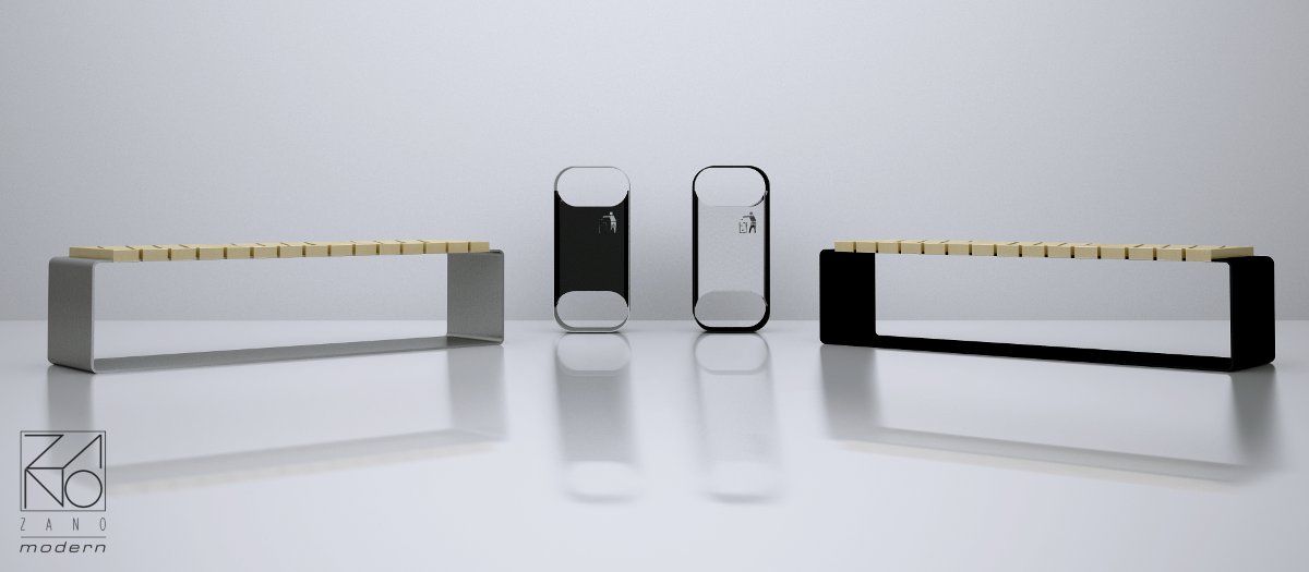 Poubelle publique Clipo 03.064 - Zano - 46L - design futuriste en acier noir ou inoxydable_2