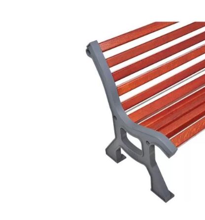 Banc public en bois exotique et acier - pieds en fonte - Lublin, longueur 2000 mm_2