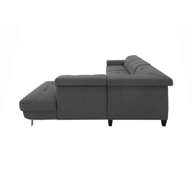 Canapé d'angle réversible convertible VITO gris foncé - design épuré avec coffre de rangement et têtières réglables_2