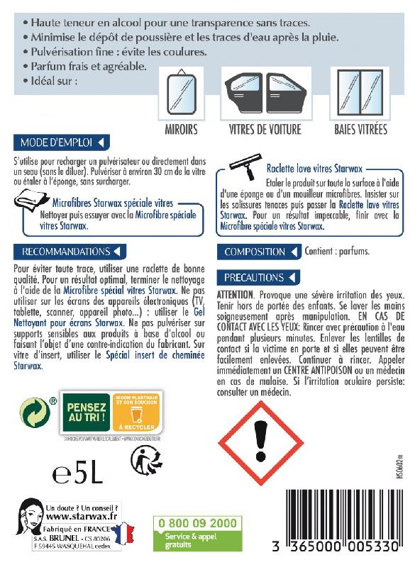 Nettoyant spécial vitres 3 en 1 STARWAX - 5L - Fabrication française - Nettoyage optimal avec forte teneur en alcool_2