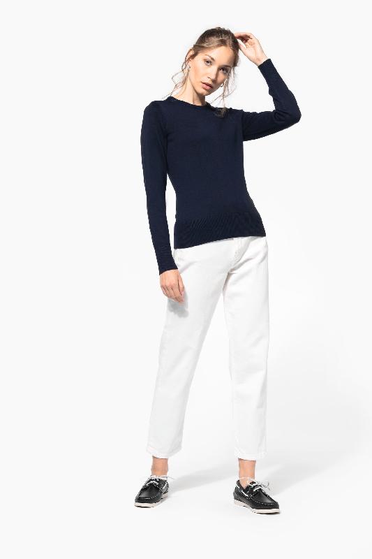 Pull col rond femme - Réf: K968 - Kariban - 50% coton / 50% acrylique - Coupe cintrée_2