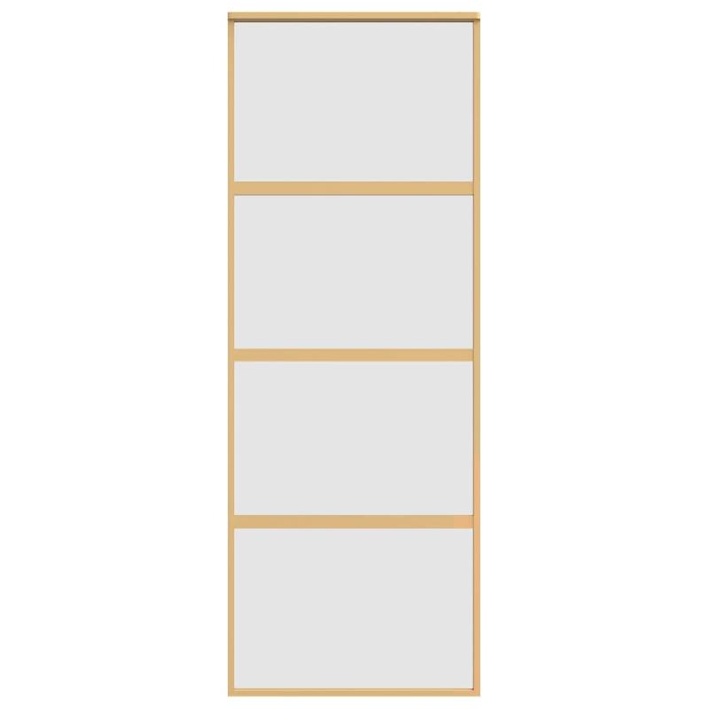Vidaxl porte coulissante doré 76x205 cm verre esg dépoli et aluminium 155181_2