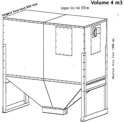 Silo métallique de stockage carré SMTL - Capacité 2,6 T - Pour granulés - Livré en kit avec sortie gravitaire_2