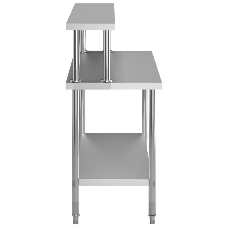 Vidaxl table de travail de cuisine avec étagère 120x60x120 cm inox 3054468_2