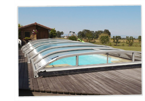 Abri piscine bas Cancun / téléscopique / motorisé / en polycarbonate et aluminium_2